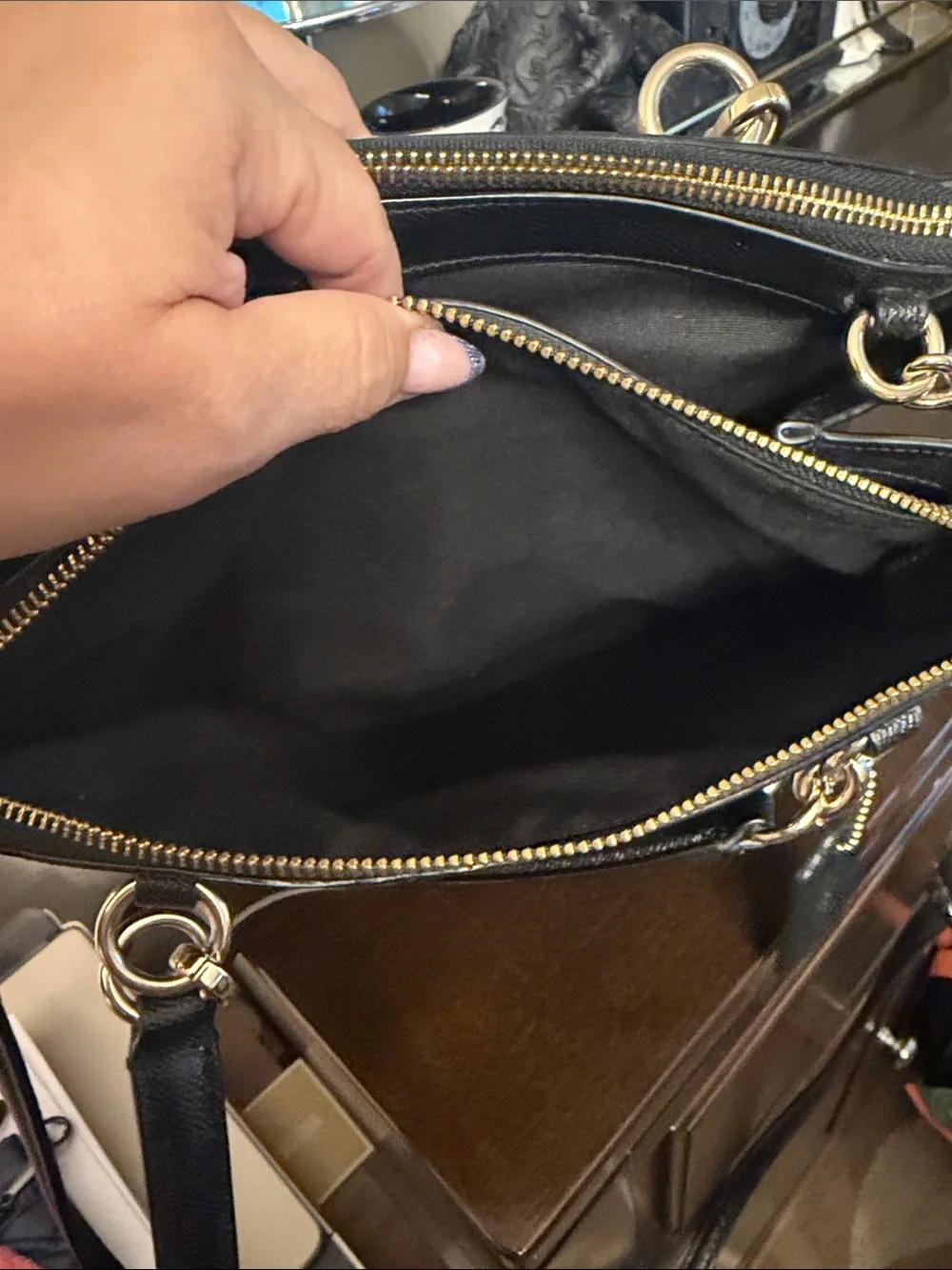 Coach Christie Black Saffiano Leather Satchel Crossbody Shoulder Triple entry